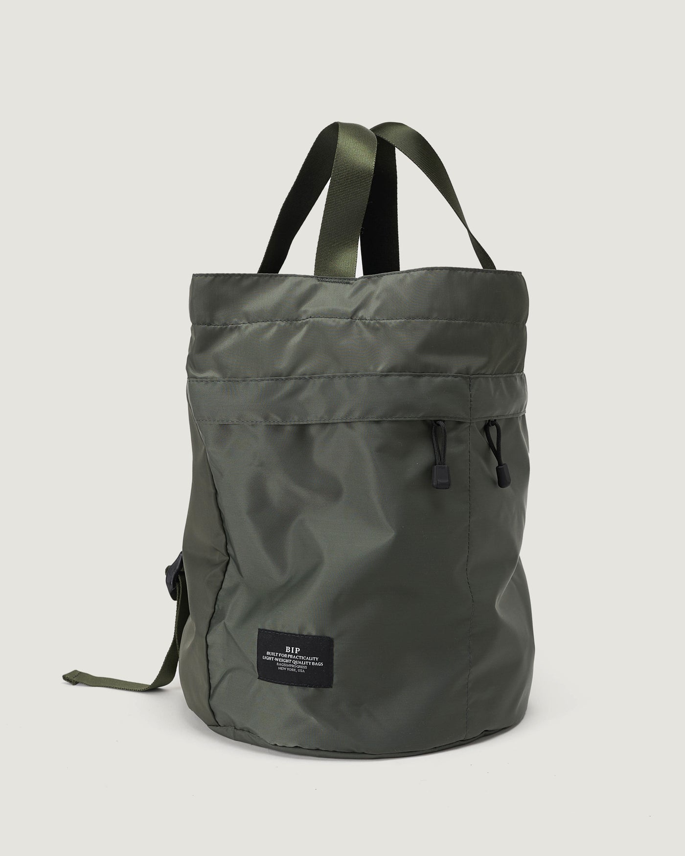 Bucket Backpack Nylon Twill Khaki Green