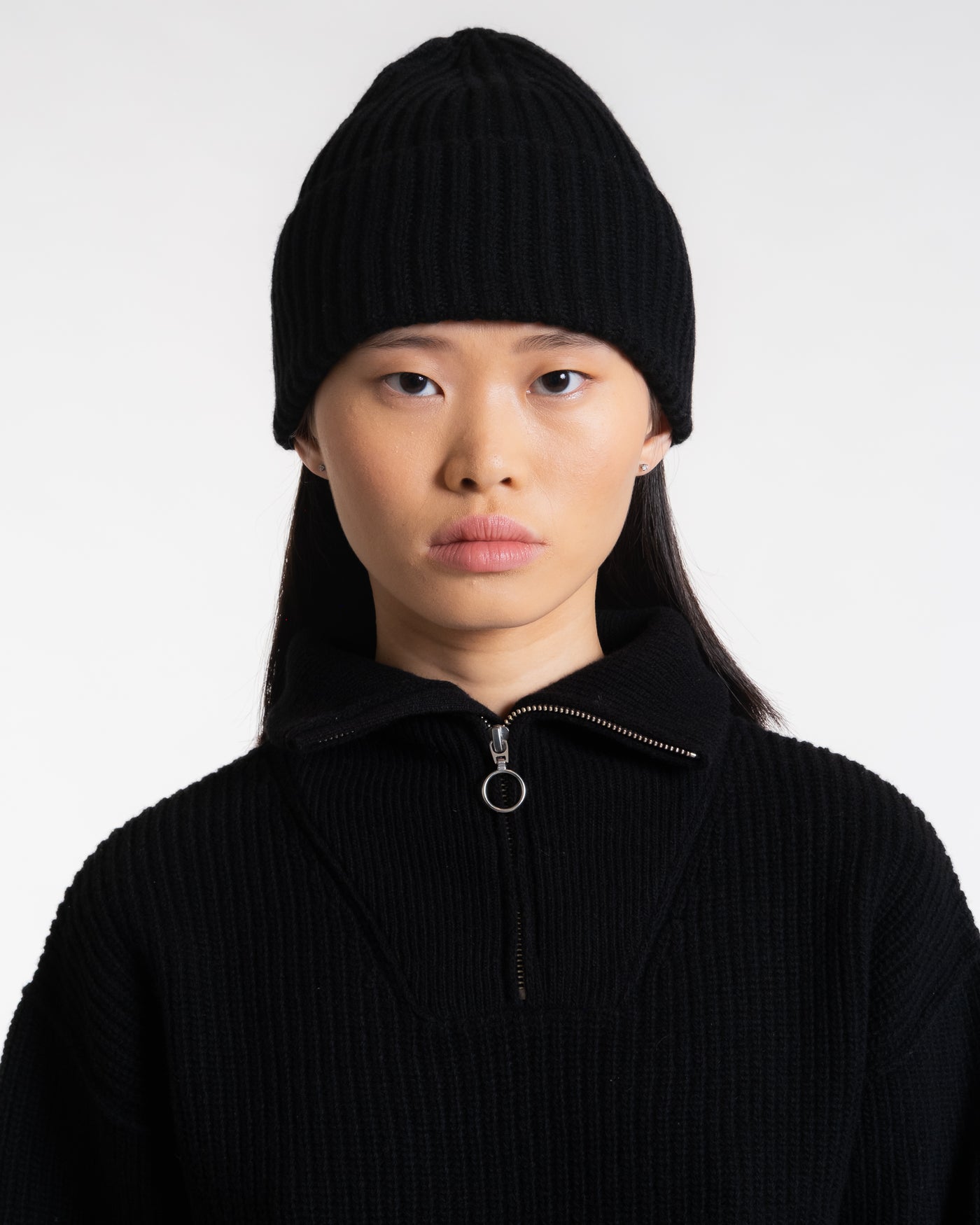 Wool Cashmere Beanie Black