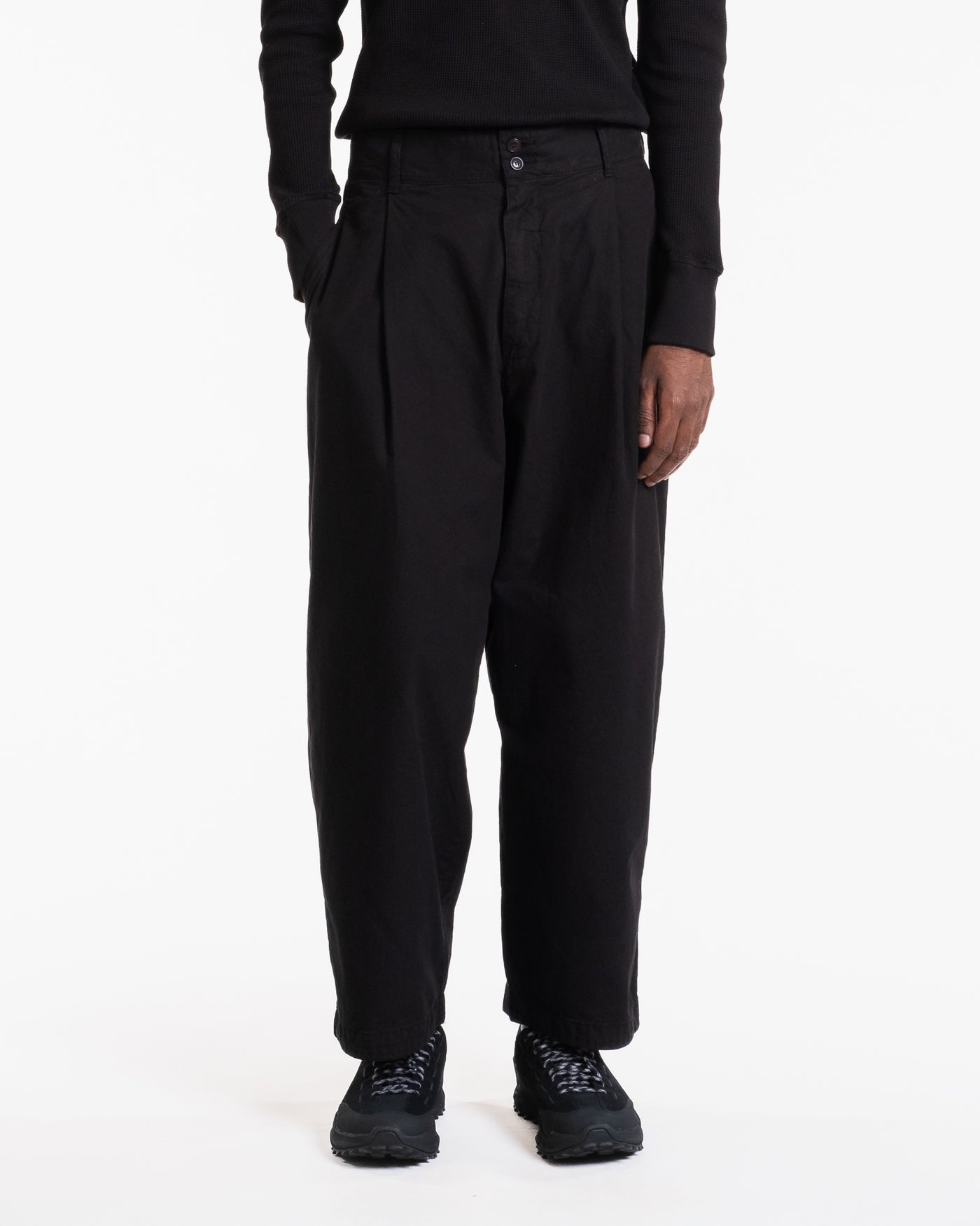 British Worker Pants Cotton Linen Black