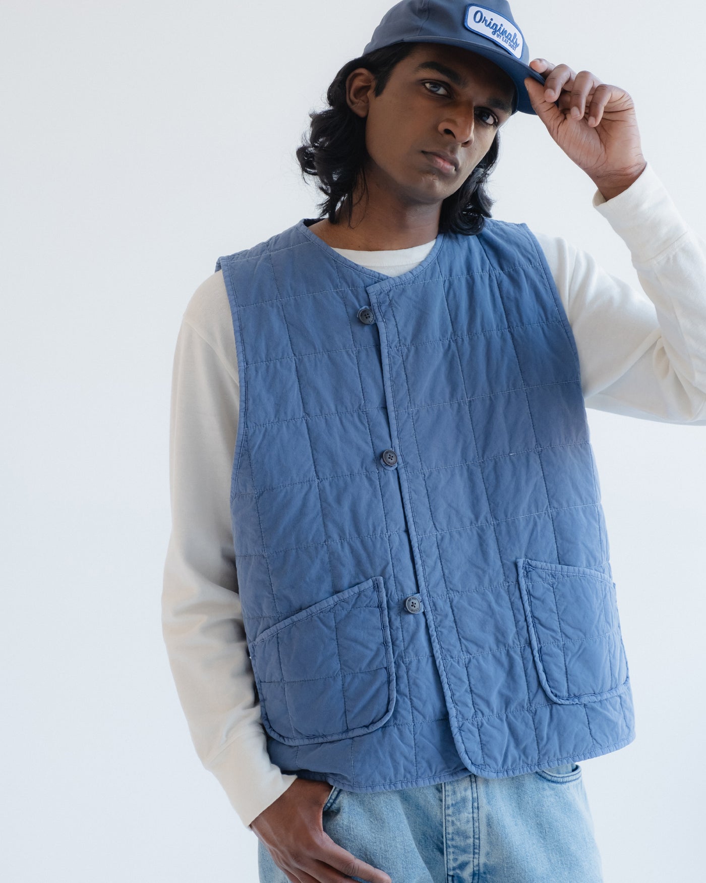 Battery Vest Cotton Quilt Infinity Blue