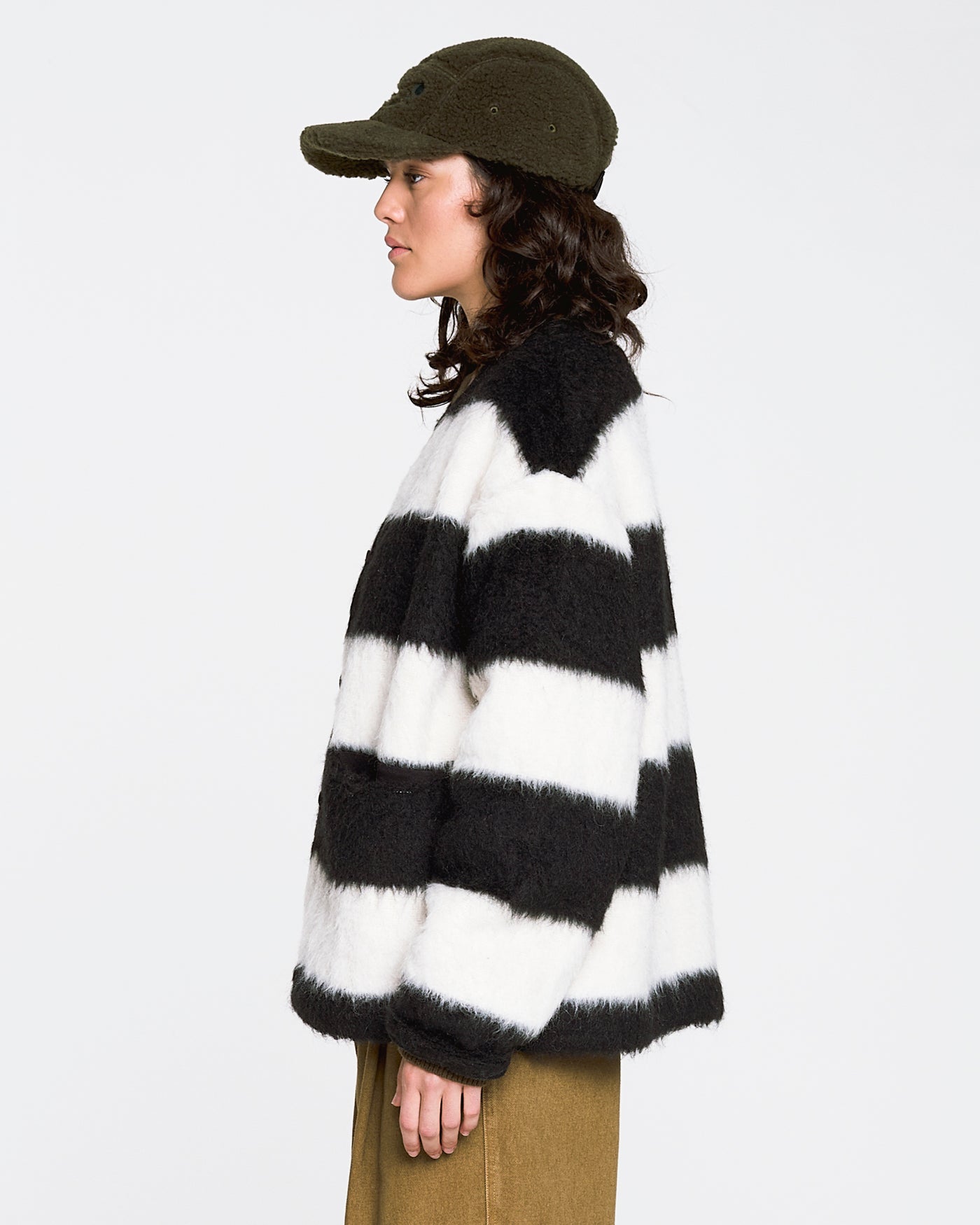 Basic Cardigan Mohair Stripes Black / White