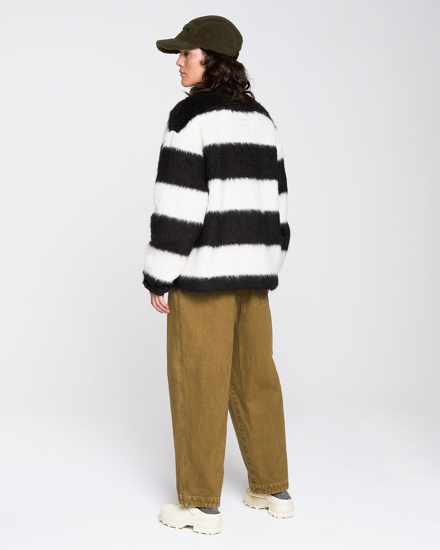 Basic Cardigan Mohair Stripes Black / White