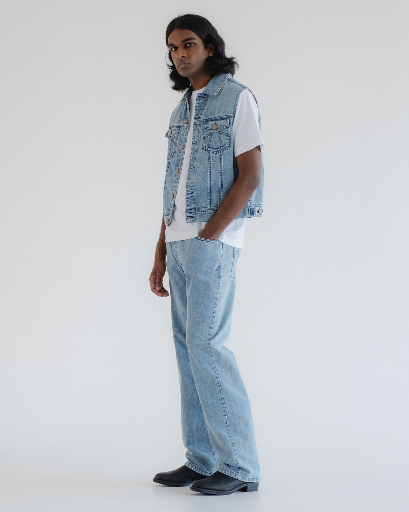 Biker Vest Salt Lake Denim Blue