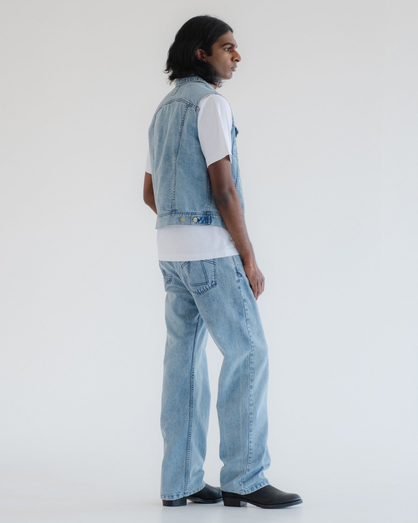 Biker Vest Salt Lake Denim Blue