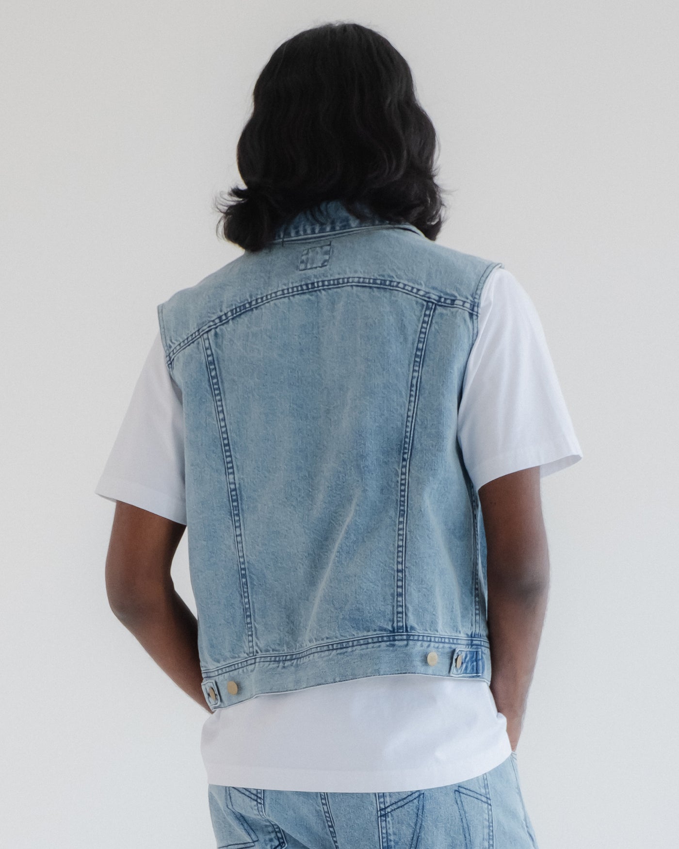 Biker Vest Salt Lake Denim Blue