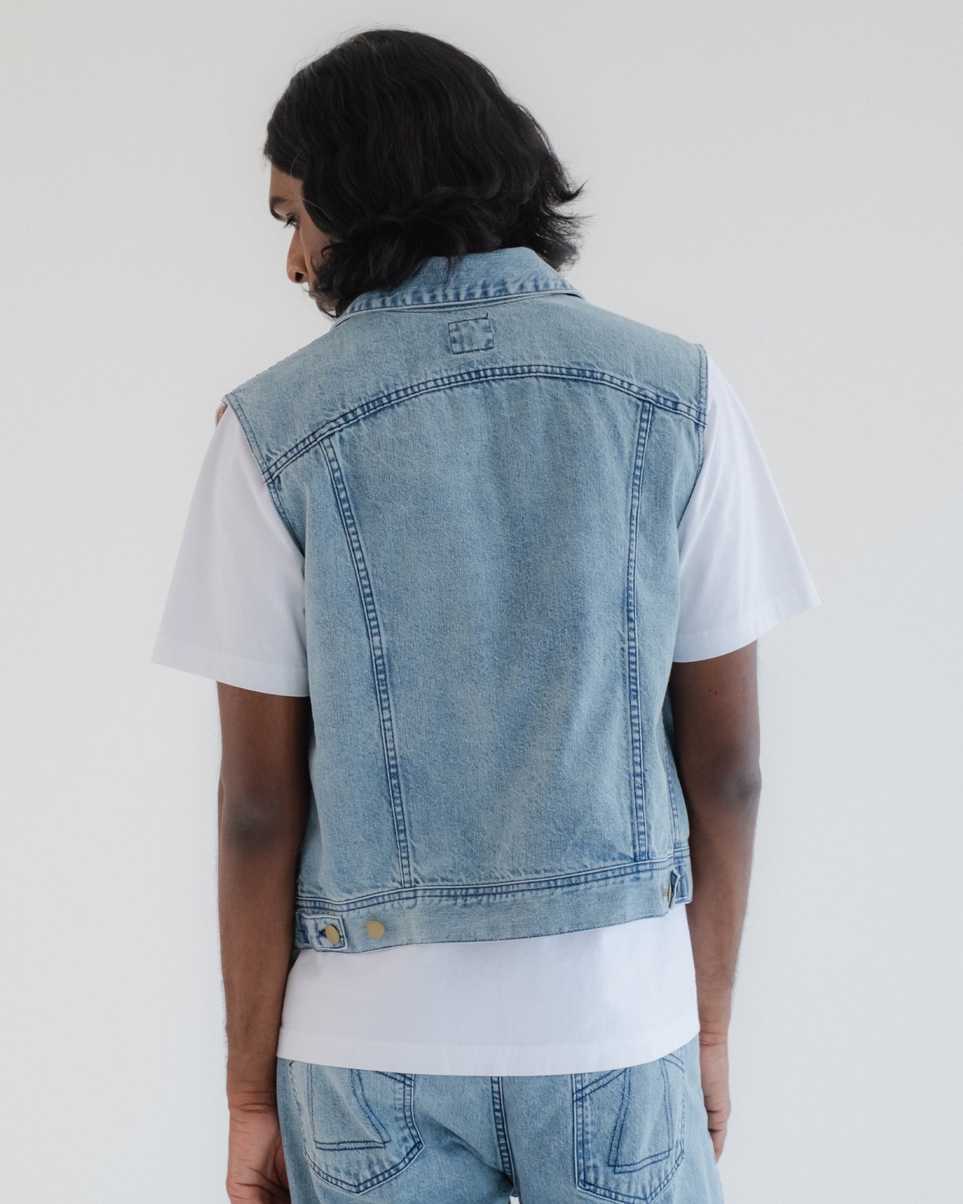 Biker Vest Salt Lake Denim Blue