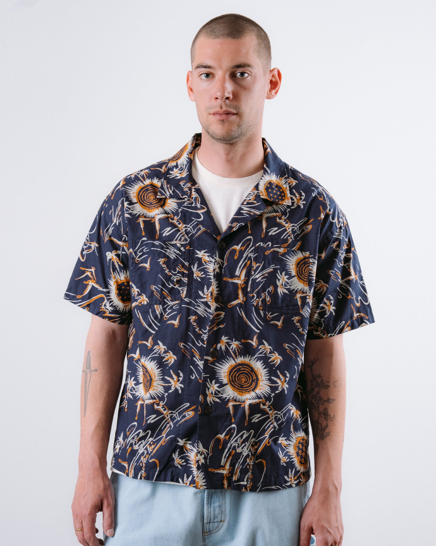 Aloha Shirt Casa Print Navy