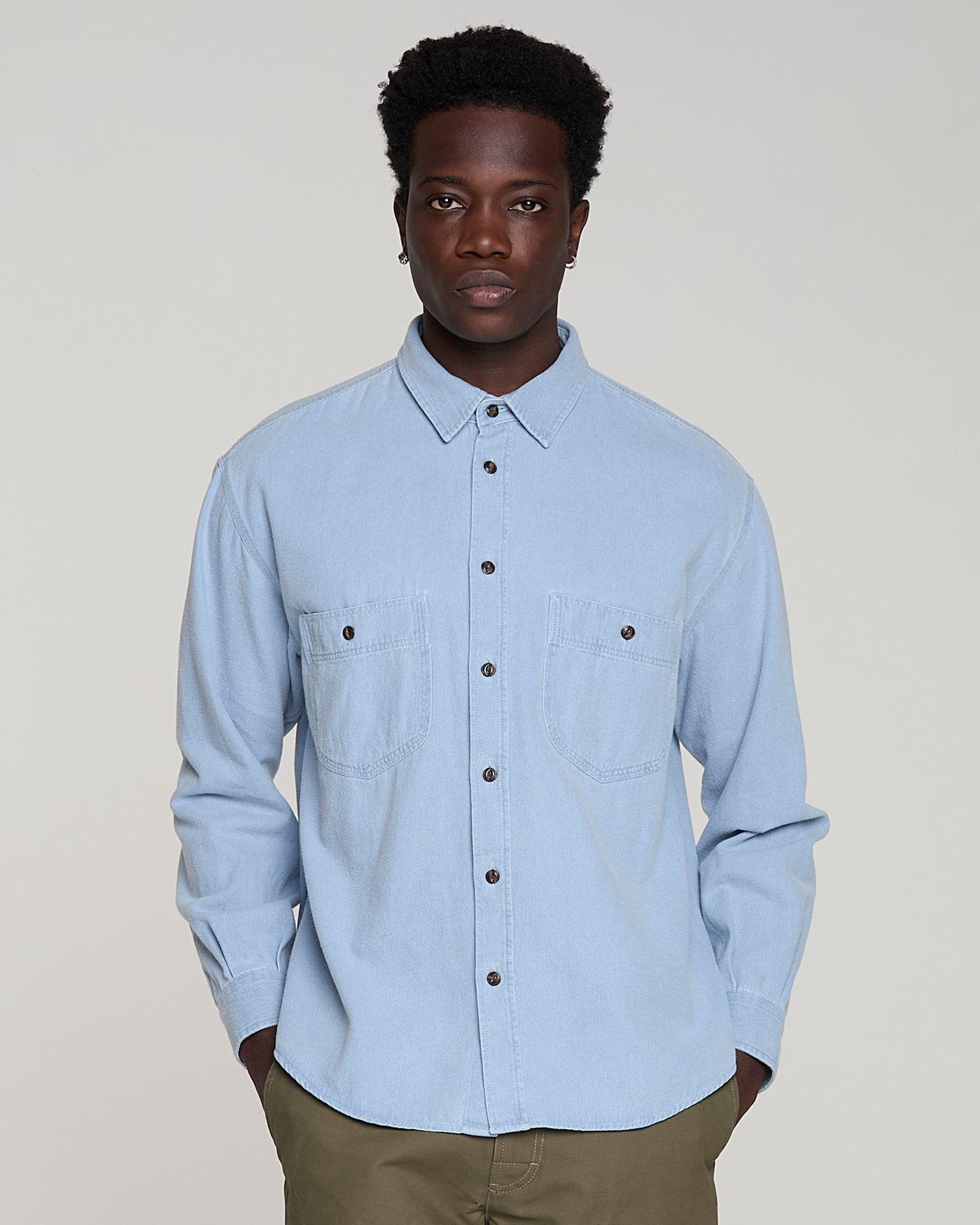 Mechanic Shirt Brushed Denim Acid Blue