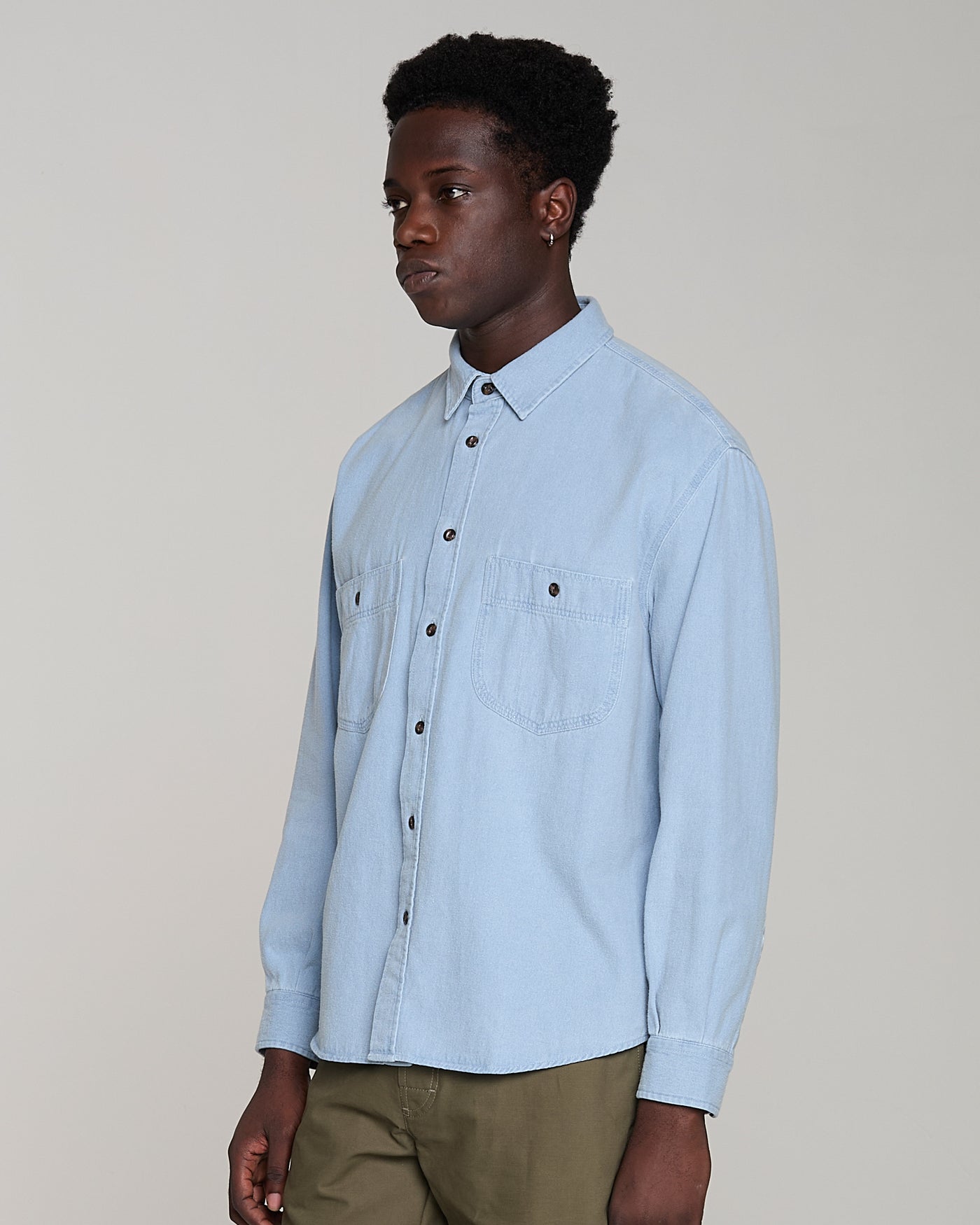 Mechanic Shirt Brushed Denim Acid Blue