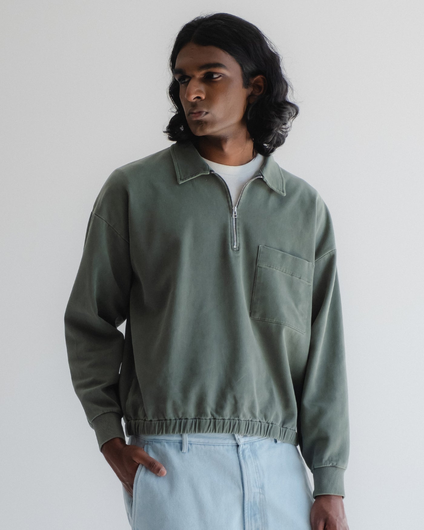 Nevada Sweater Twill Jersey Forest Green