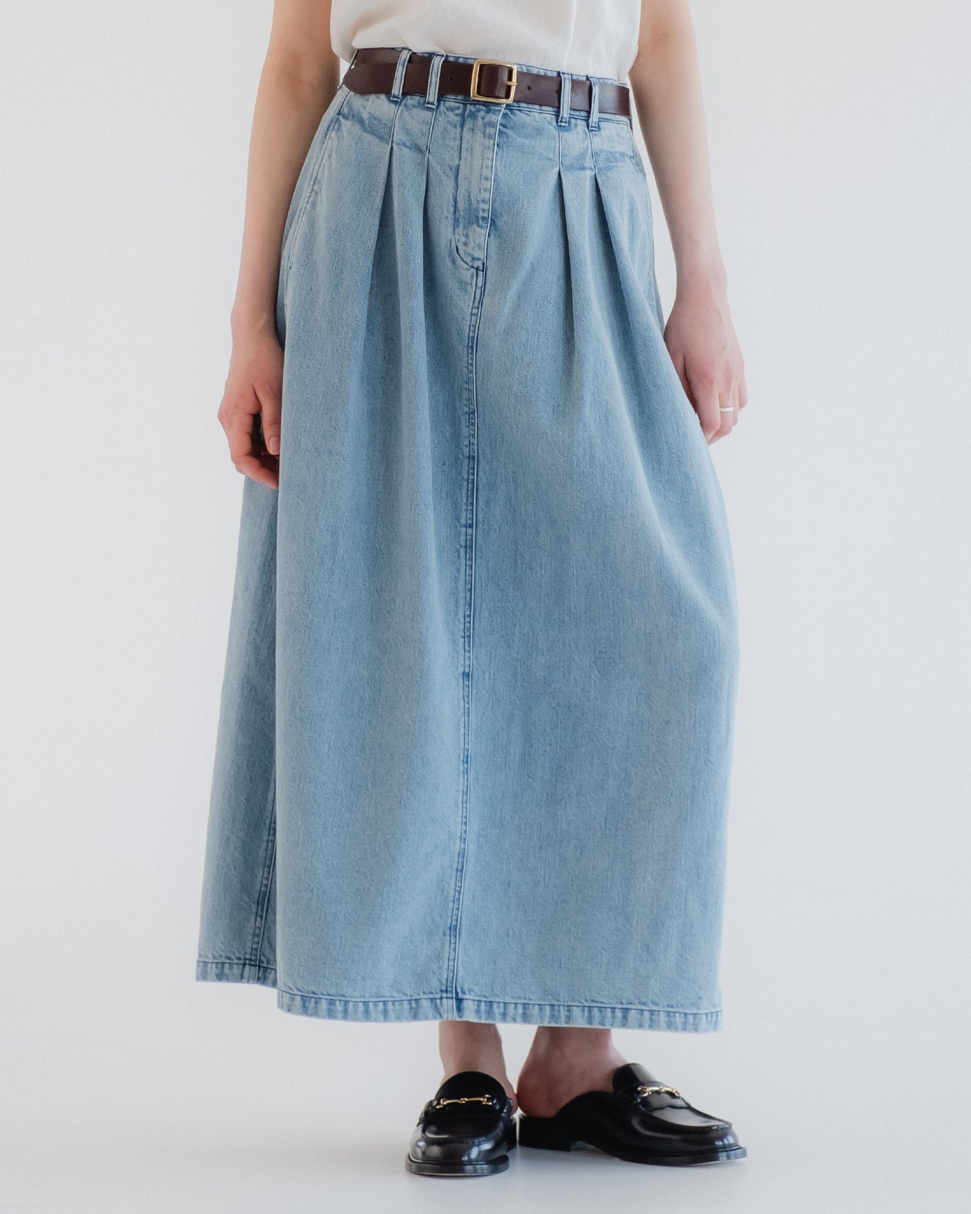 G.o.D Bulb Skirt Salt Lake Denim Blue