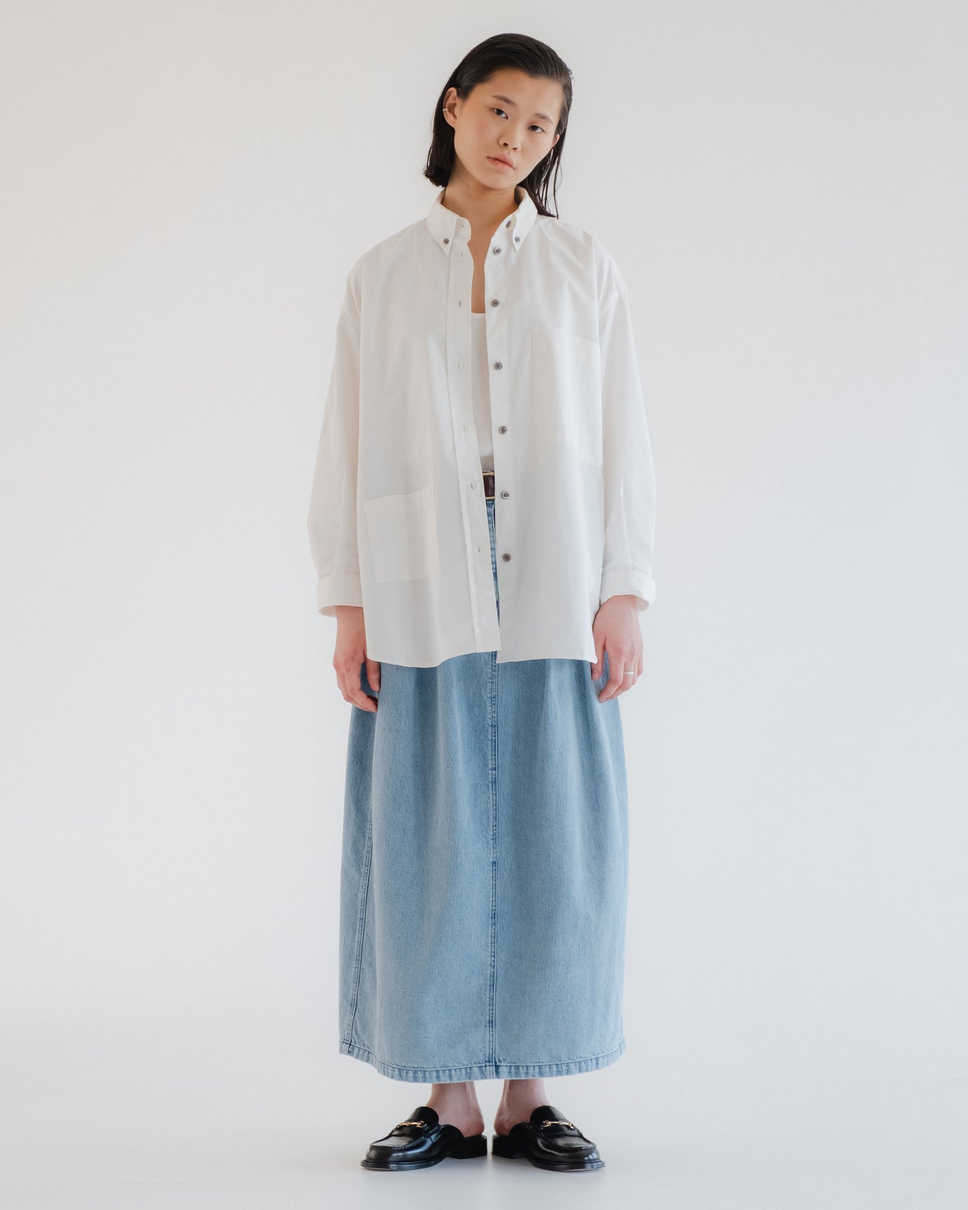 G.o.D Bulb Skirt Salt Lake Denim Blue