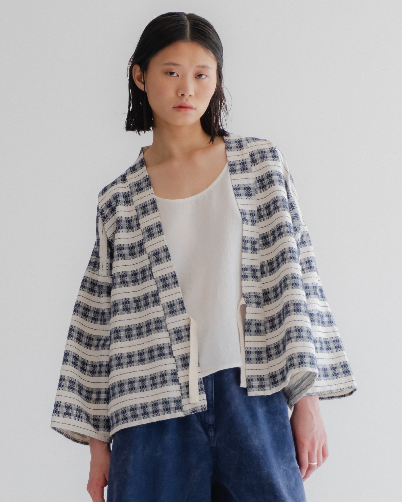 G.o.D Kimono Beldi Jacquard Off White / Blue