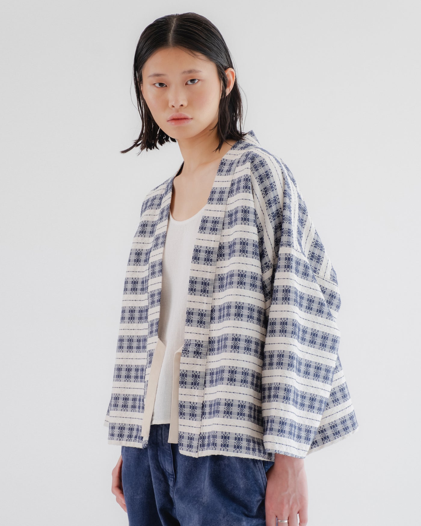 G.o.D Kimono Beldi Jacquard Off White / Blue