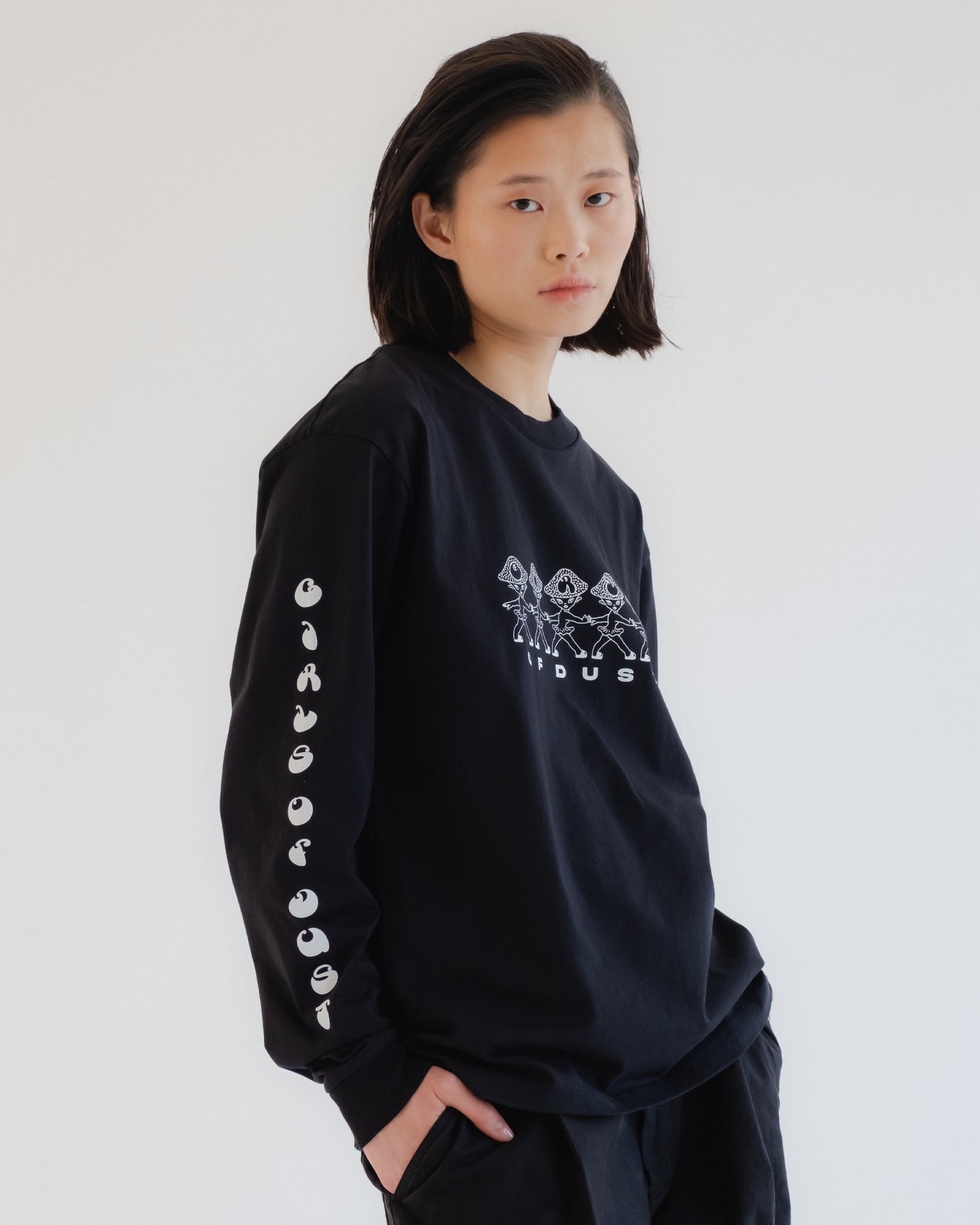 G.o.D Mushroom Long Sleeve T Basic Jersey Black