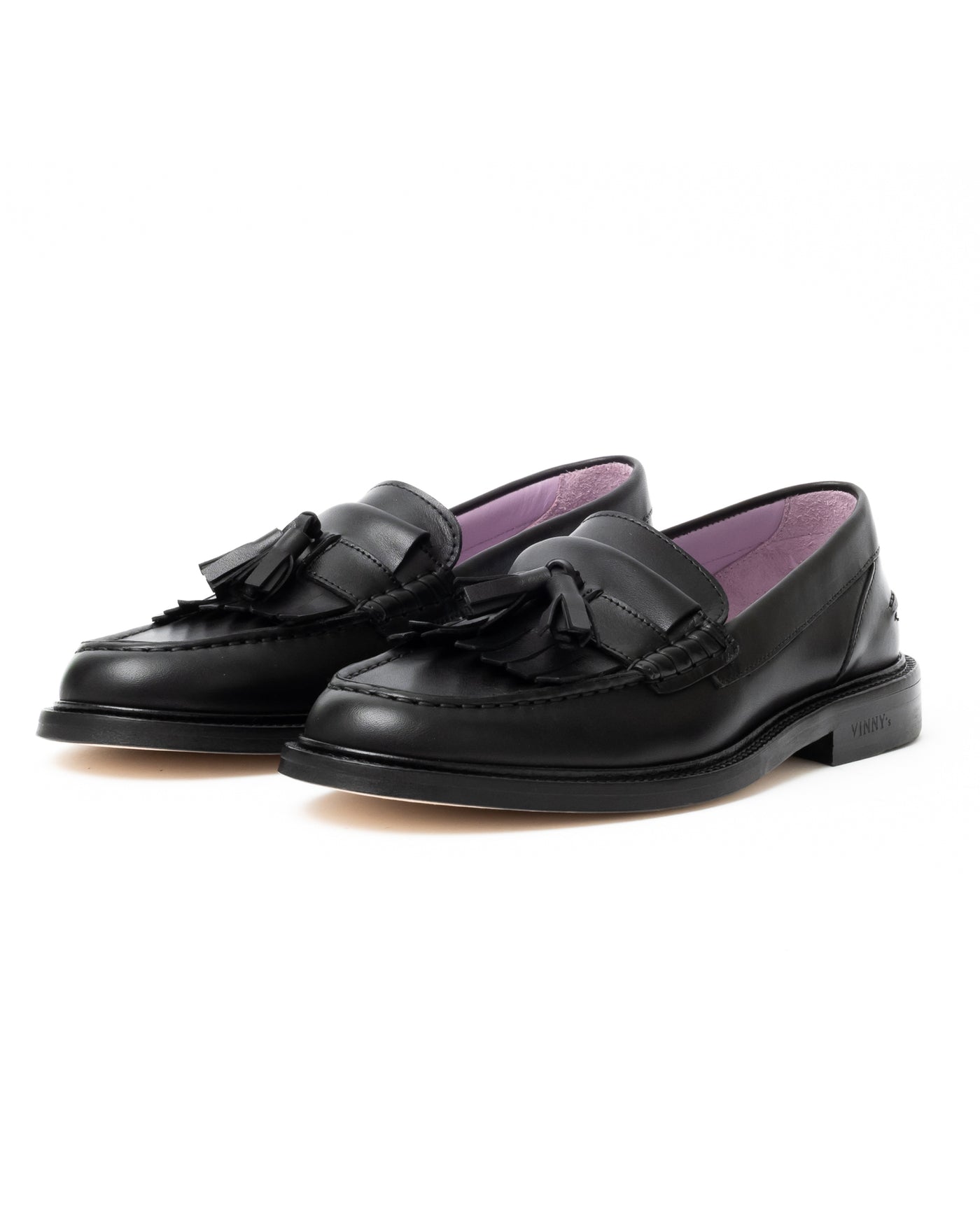 Vinny's Yuppee Tassel Loafer Black Crust Leather