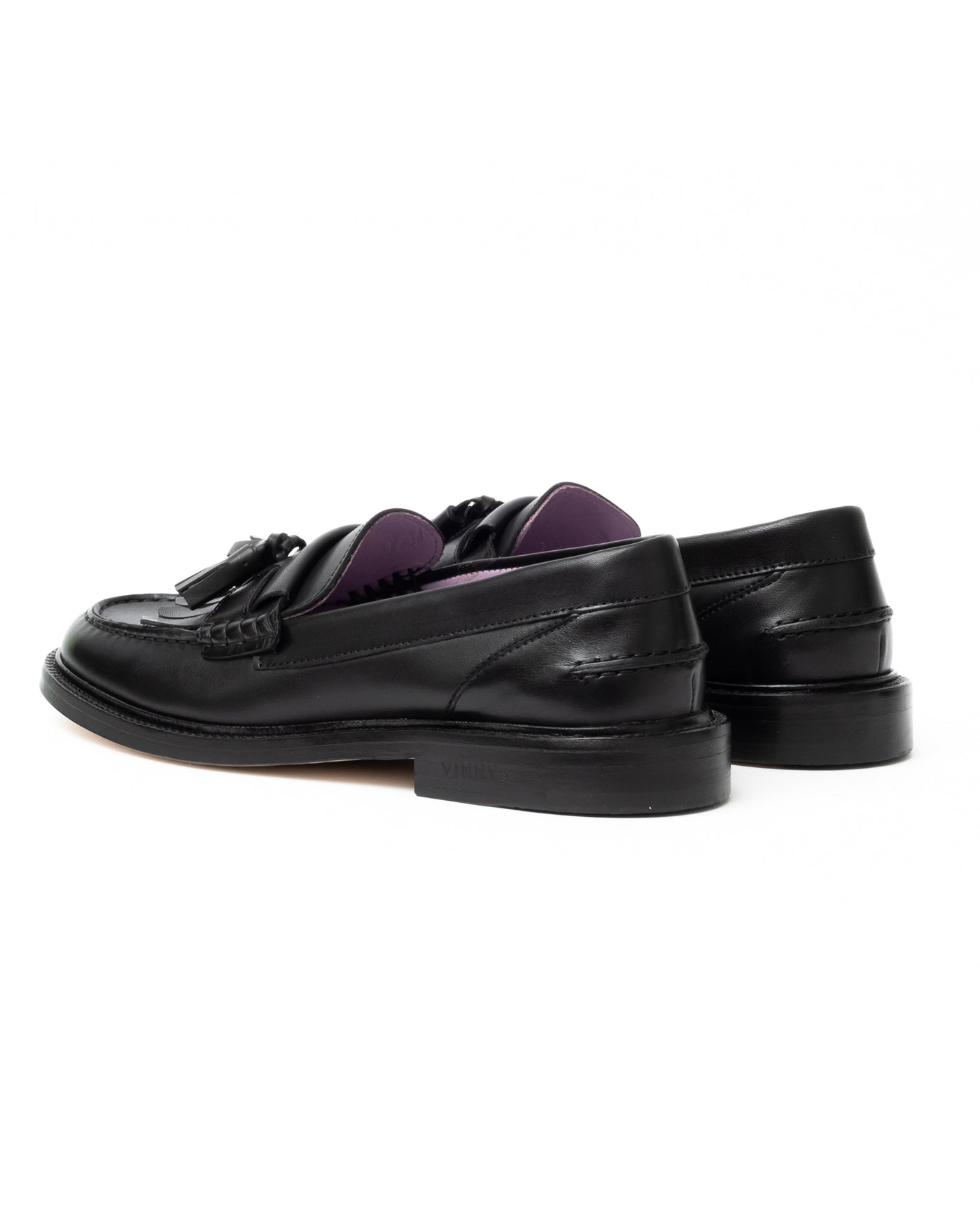 Vinny's Yuppee Tassel Loafer Black Crust Leather